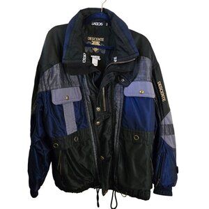Descente Vintage Ski Snowboard Colorblock Jacket Blue Gray Black Size XL